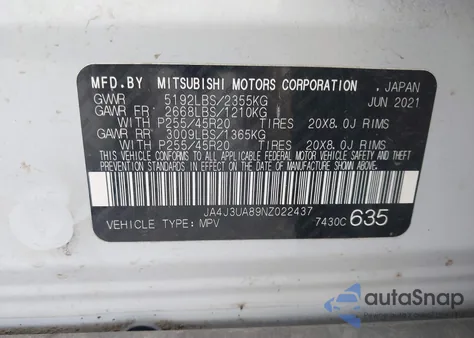 2022 Mitsubishi Outlander Black Edition 2Wd/Se 2.5 2Wd/Se Launch Edition 2Wd из США, поврежденный, VIN JA4J3UA89NZ022437